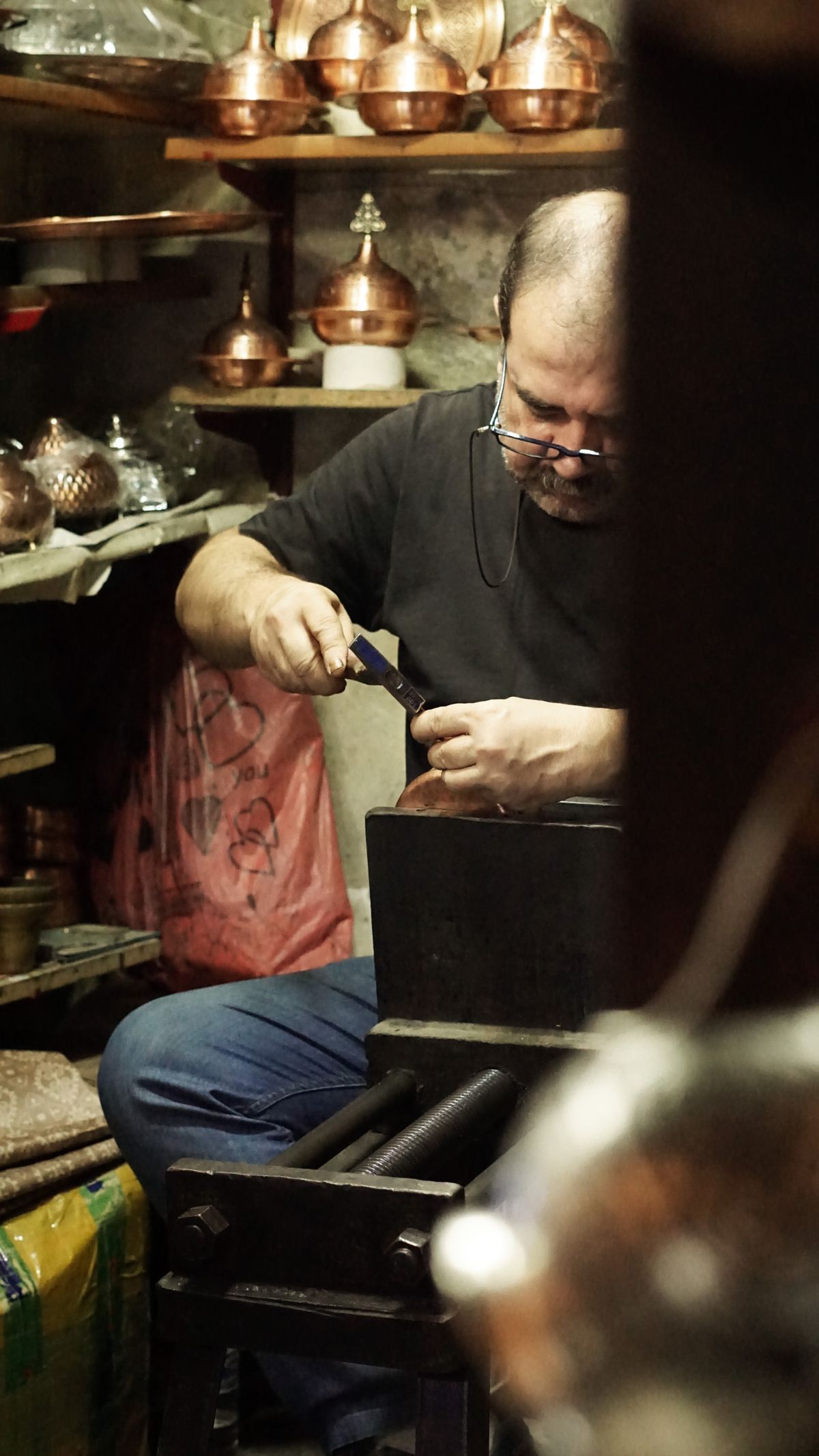 Engraved Copper Tea Tray